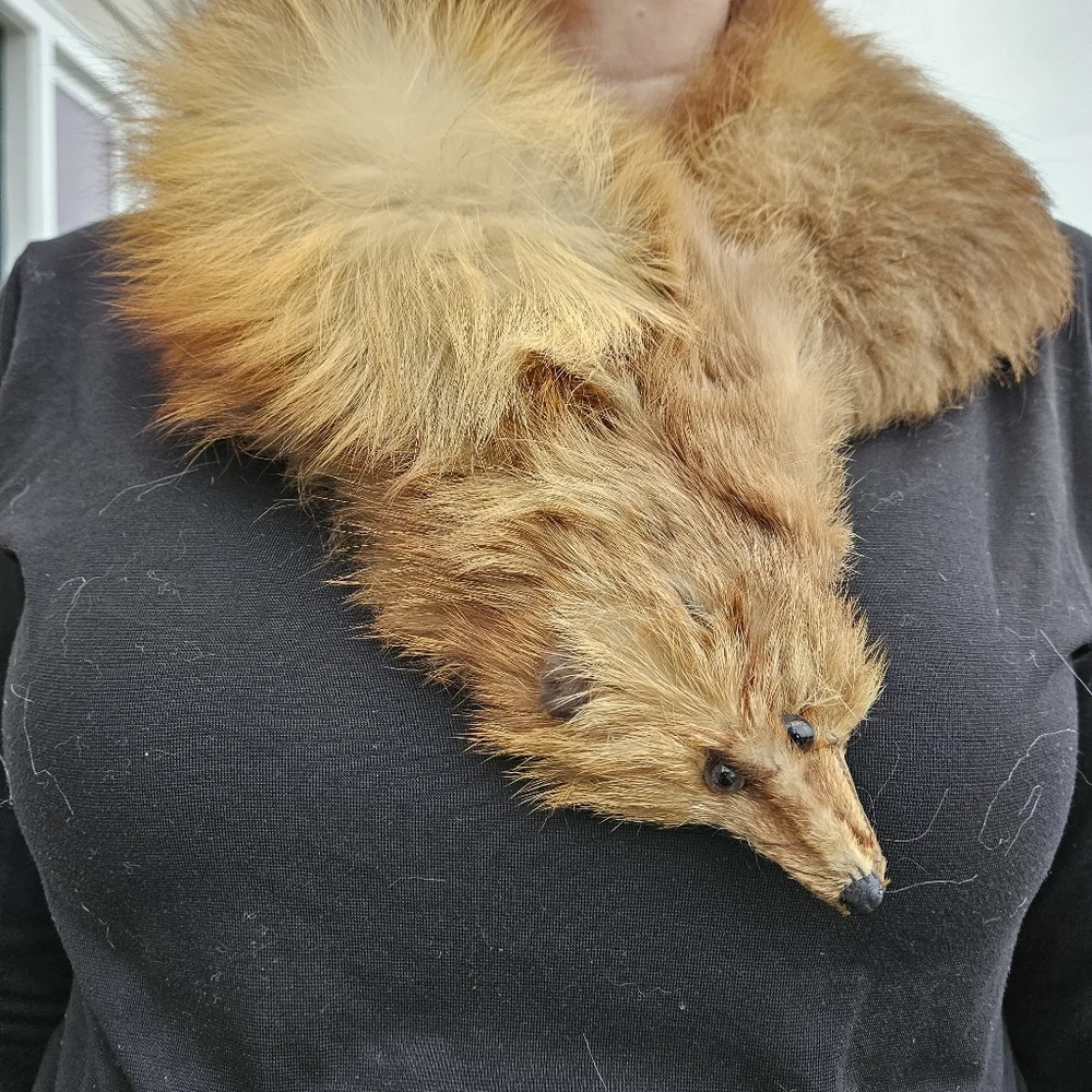 Vintage Fox Fur Collar With Mink Face